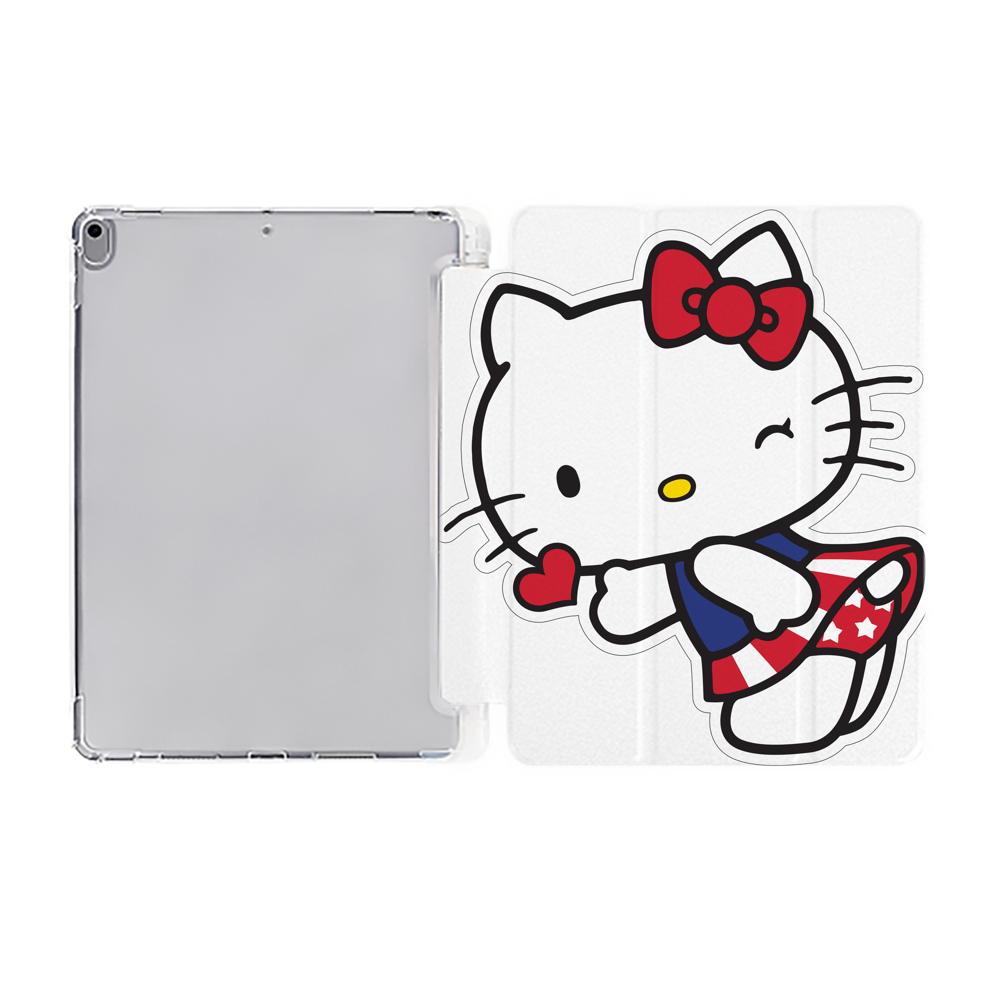 （画像用） Hello Kitty ハローキティ IPad ケース ペン収納付き 三つ折りスタンド PUレザー×シリコン 対応機種9.5/10.5/10.9インチ
